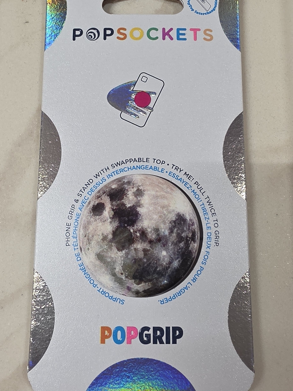 PopSocket PopGrip Moon Design Phone Grip – Gray, White, Black